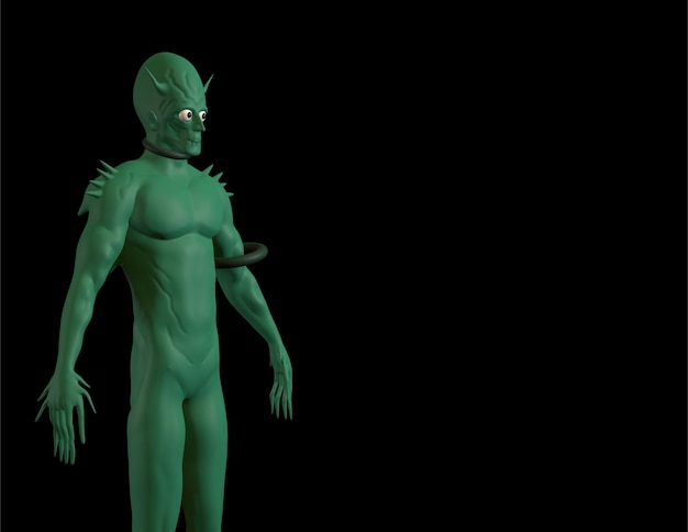 personagem 3d de duende verde para design 3d de personagem de susto de halloween
