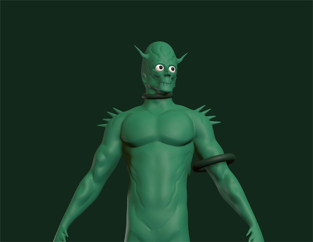 personagem 3d de duende verde para design 3d de personagem de susto de halloween