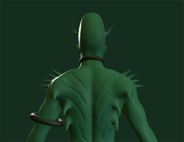 personagem 3d de duende verde para design 3d de personagem de susto de halloween