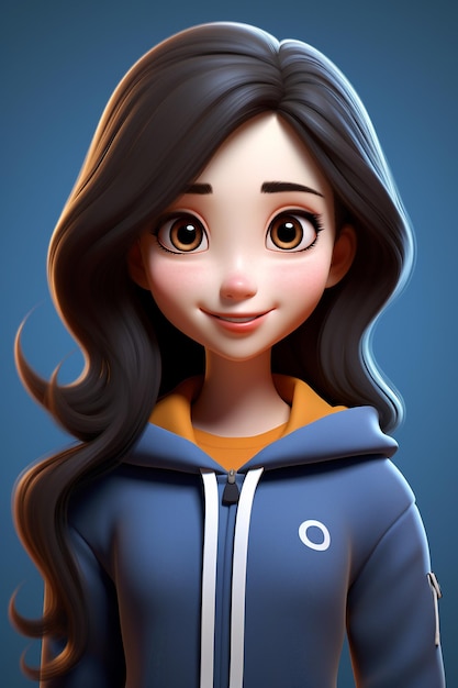 Foto personagem 3d de garota coreana de desenho animado