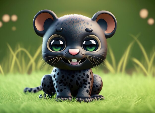 Personagem 3d de leopardo de sorriso fofo