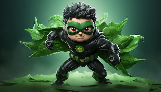 Personagem 3D de super-herói vegano