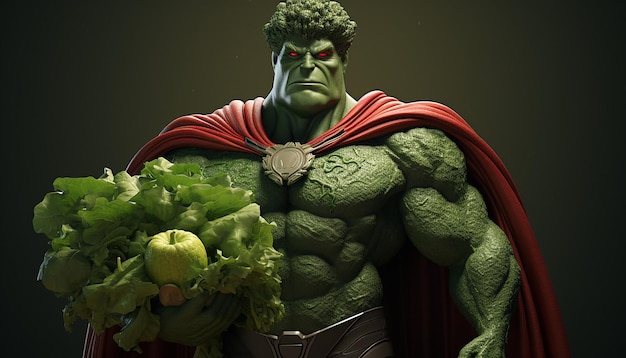 Personagem 3D de super-herói vegano