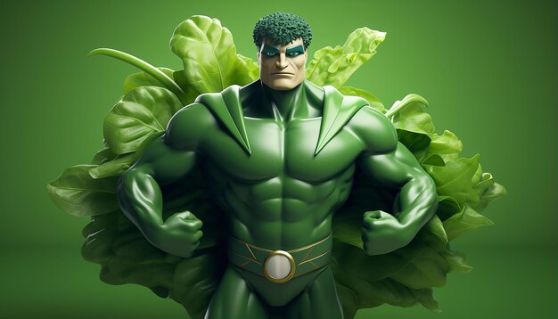 Personagem 3D de super-herói vegano