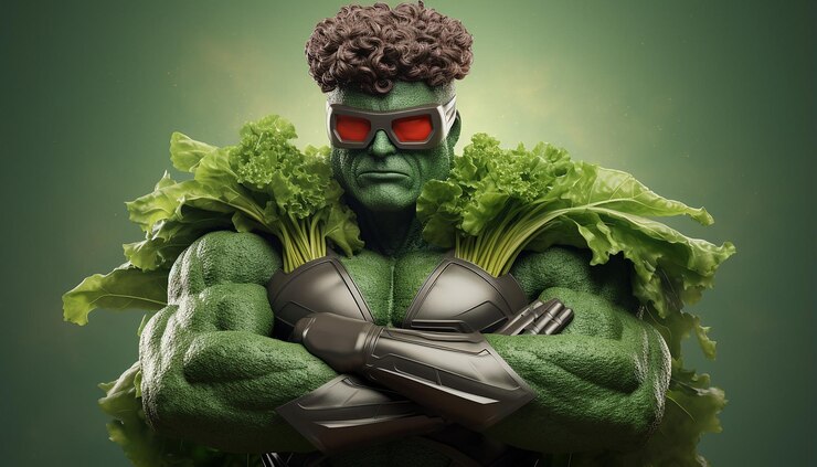 Foto personagem 3d de super-herói vegano