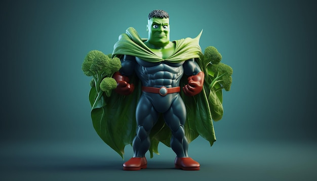 Personagem 3D de super-herói vegano