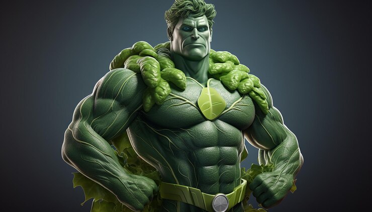 Foto personagem 3d de super-herói vegano