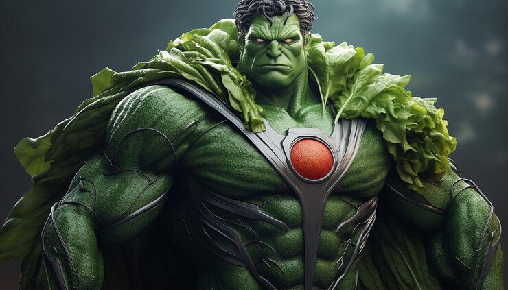 Foto personagem 3d de super-herói vegano