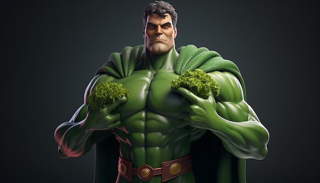 Personagem 3D de super-herói vegano