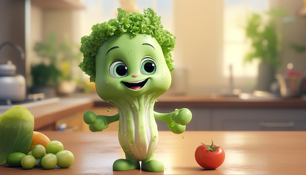 personagem 3d vegano fofo da pixar