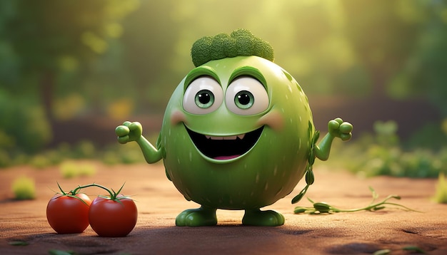 personagem 3d vegano fofo da pixar