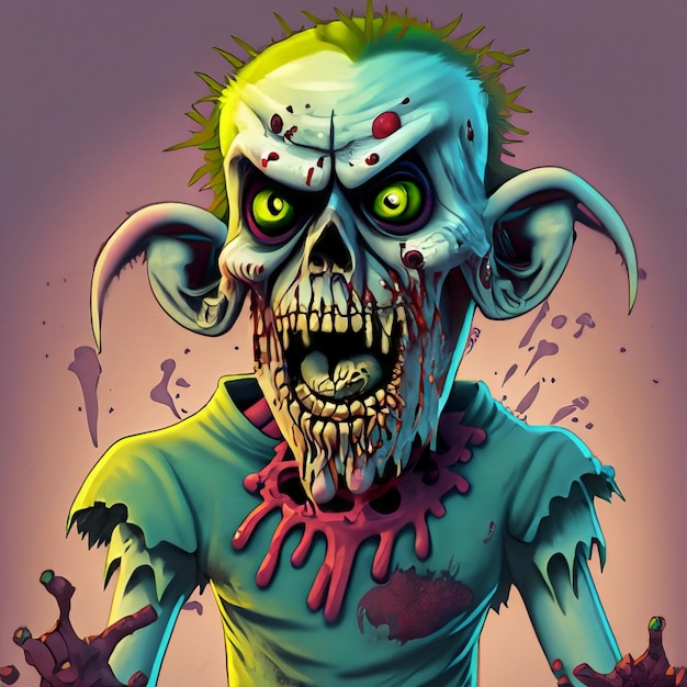 Personagem 3D Zumbi Verde Louco