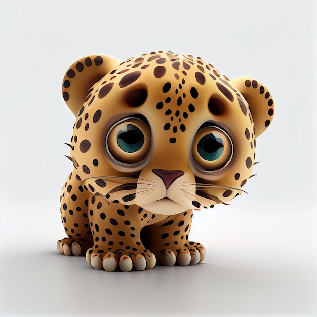 Personagem adorável bebê Jaguar isolado no fundo branco Generative AI