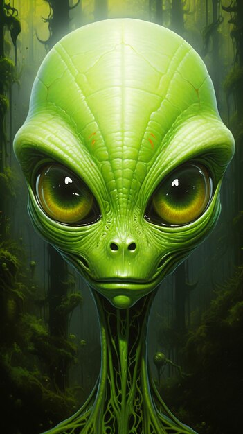 Foto personagem alienígena verde explorando o universo