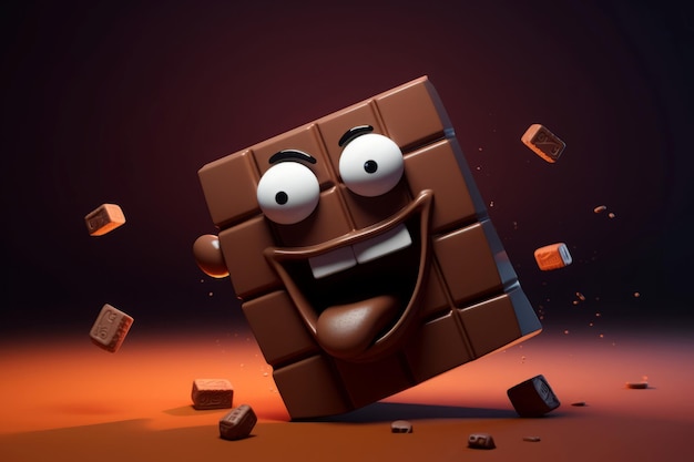 Personagem animado de barra de chocolate Comida doce Gerar Ai