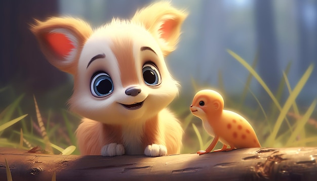 Foto personagem animal bebê fofo colorido e fofo estilo pixar