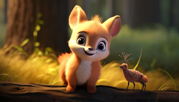 personagem animal bebê fofo colorido e fofo estilo pixar