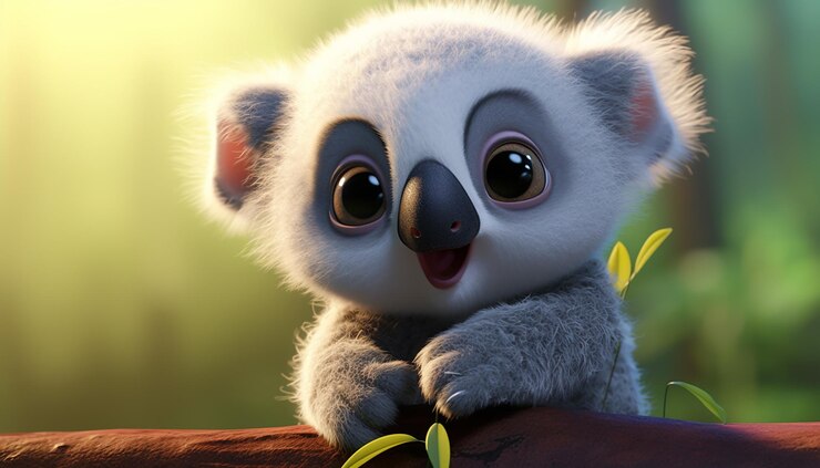 Foto personagem animal bebê fofo colorido e fofo estilo pixar