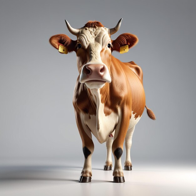 Personagem antropomórfico de vaca isolado no fundo