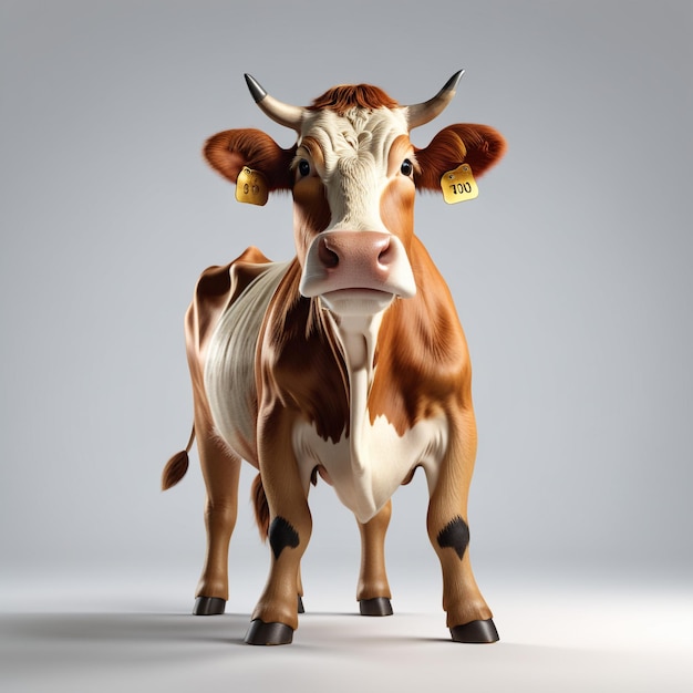 Personagem antropomórfico de vaca isolado no fundo