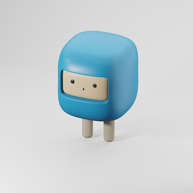 personagem azul bonito com renderização em 3d