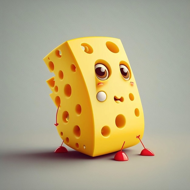 Personagem bonito de queijo suíço