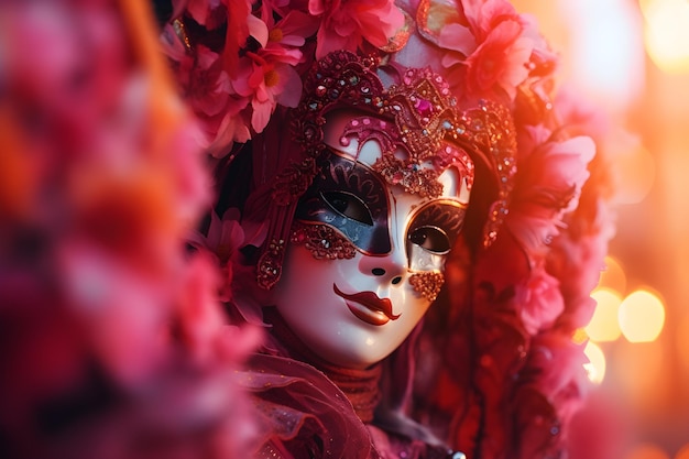 Personagem brilhante com máscara no carnaval de Veneza