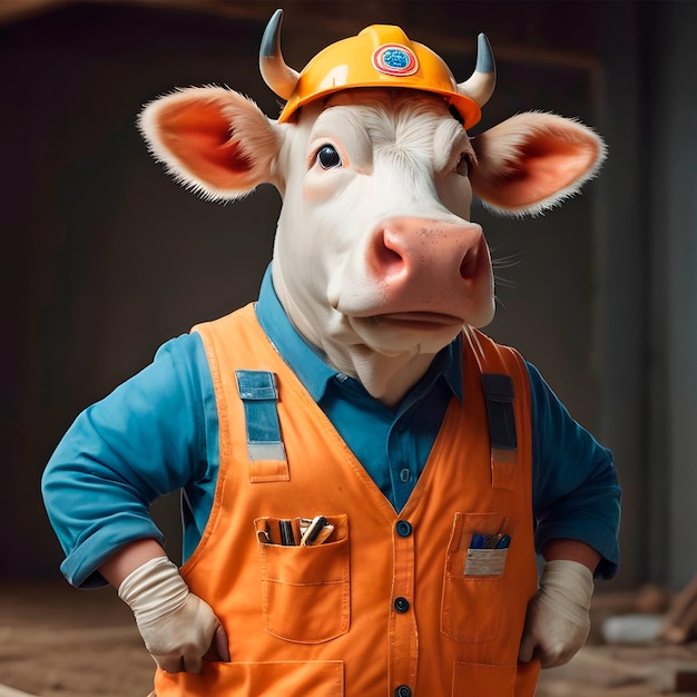 personagem da vaca construtora