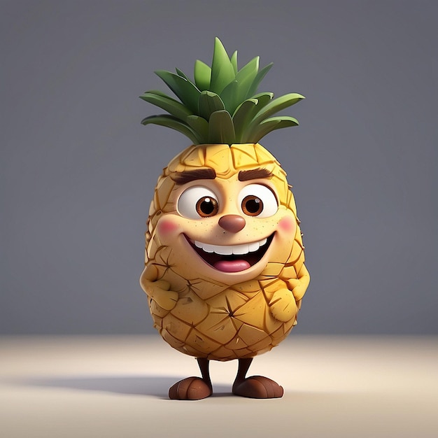 Personagem de ananás de desenho animado 3d