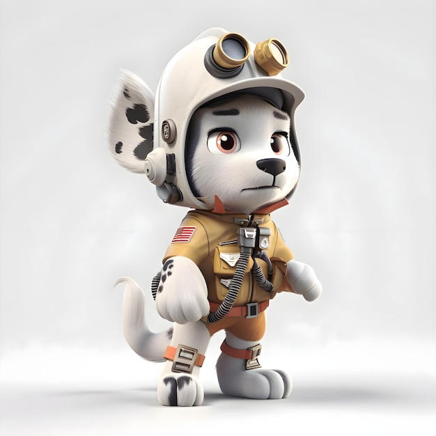 Personagem de astronauta de vaca de desenho animado bonito com capacete e renderização 3D de óculos