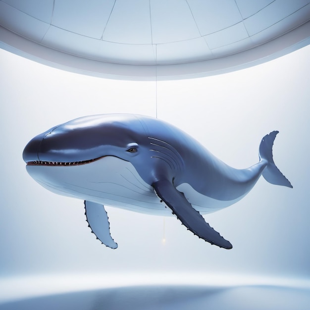 Personagem de baleia azul antropomórfica isolada no fundo