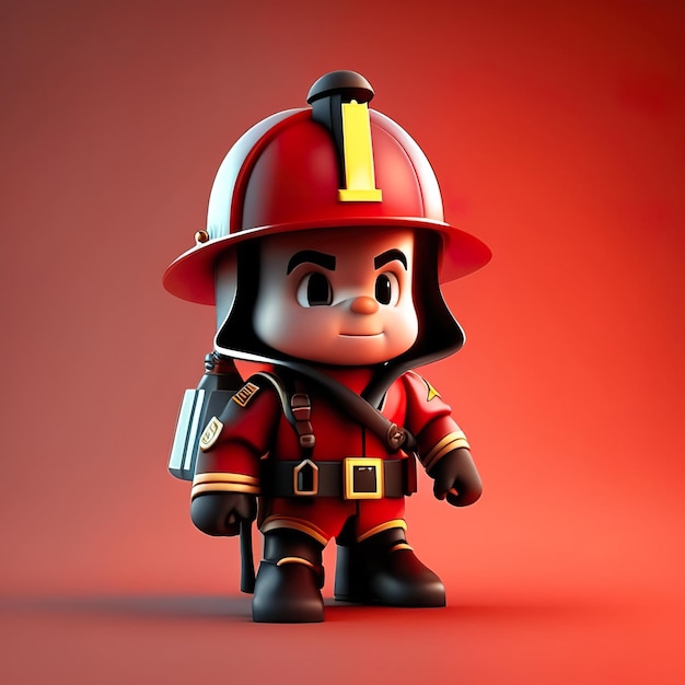 Foto personagem de bombeiro com uniforme e capacete em 3d generative ai