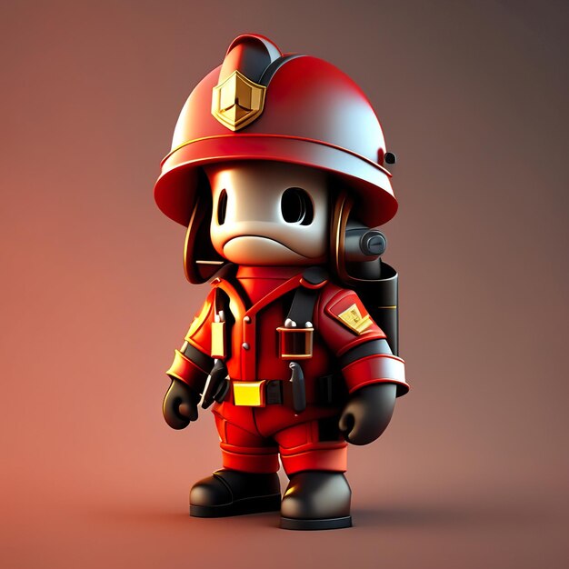 Personagem de bombeiro com uniforme e capacete em 3D Generative AI