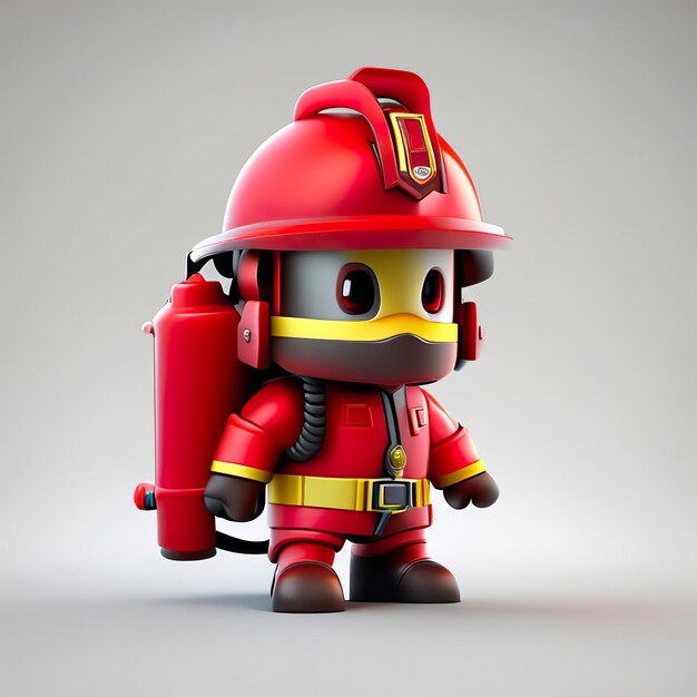 Personagem de bombeiro com uniforme e capacete em 3D Generative AI