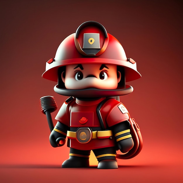 Foto personagem de bombeiro com uniforme e capacete em 3d generative ai