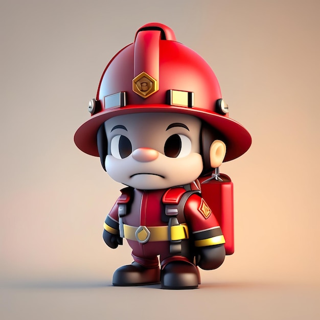 Foto personagem de bombeiro com uniforme e capacete em 3d generative ai