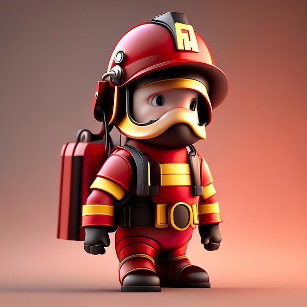 Foto personagem de bombeiro com uniforme e capacete em 3d generative ai