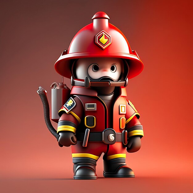 Foto personagem de bombeiro com uniforme e capacete em 3d generative ai