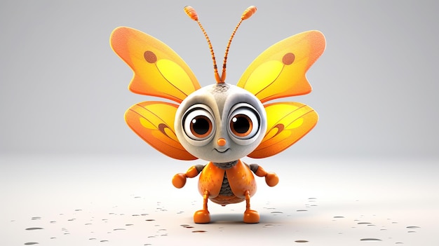 personagem de borboleta de desenho animado 3D generativa ai