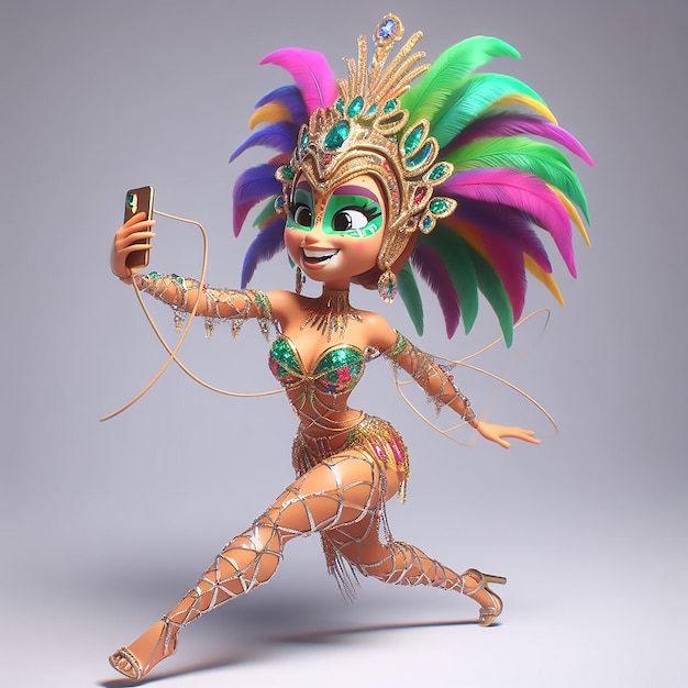 Personagem de carnaval divertido em 3D