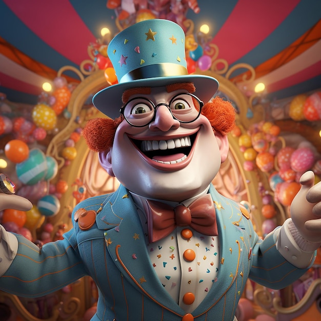 Personagem de carnaval divertido renderizado em 3D