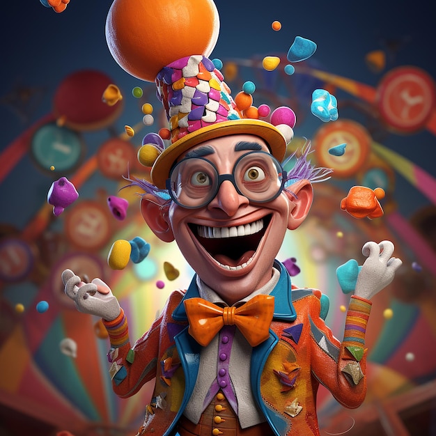 Personagem de carnaval divertido renderizado em 3D