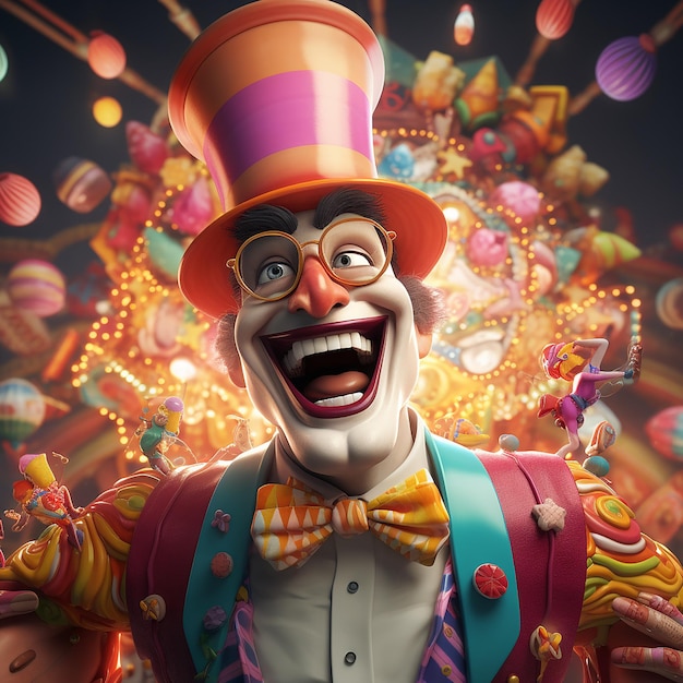 Personagem de carnaval divertido renderizado em 3D