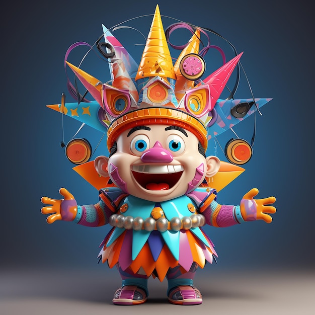 Personagem de carnaval divertido renderizado em 3D