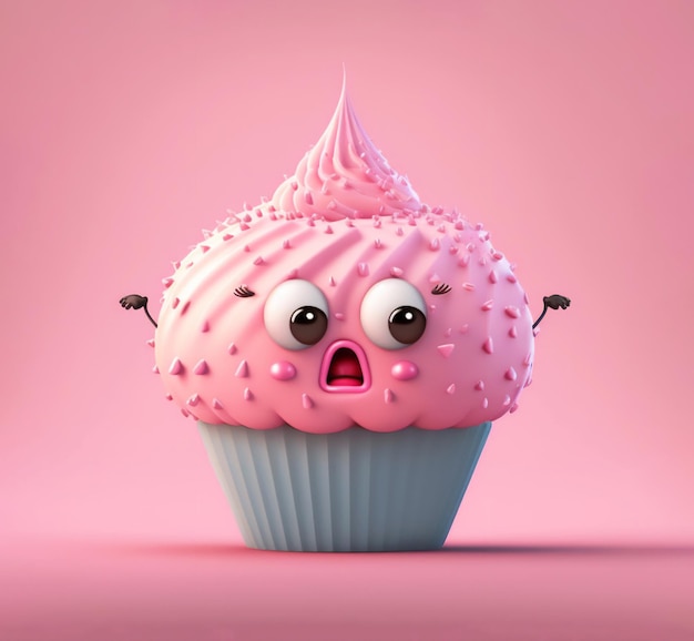 Personagem de cupcake de desenho animado