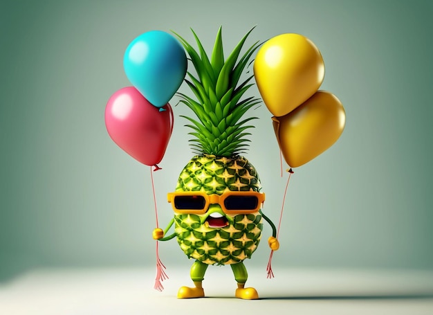 Personagem de desenho animado 3D de frutas