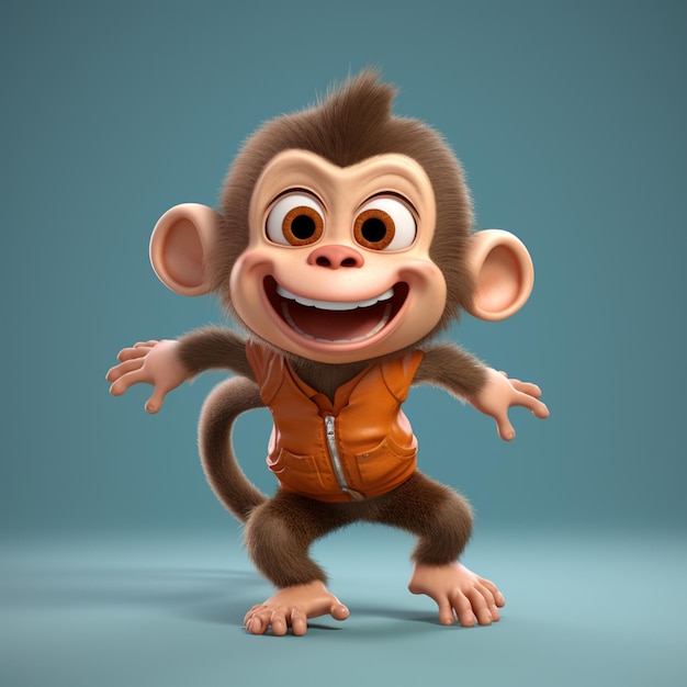 Personagem de desenho animado 3D de macaco