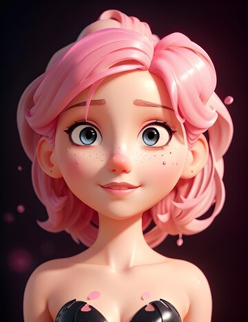 Personagem - Desenho Animado - Menina Cauda Cabelo 02 Modelo 3D