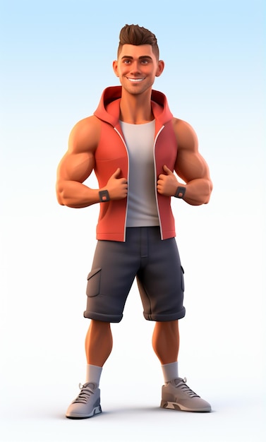 Personagem de desenho animado 3D de personal trainer