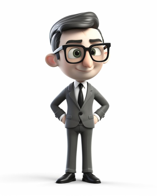 personagem de desenho animado 3d de um empresário